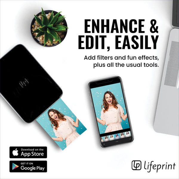 Lifeprint 3x4.5 Hyperphoto Printer for iPhone & Android - BLACK - Lifeprint Photos