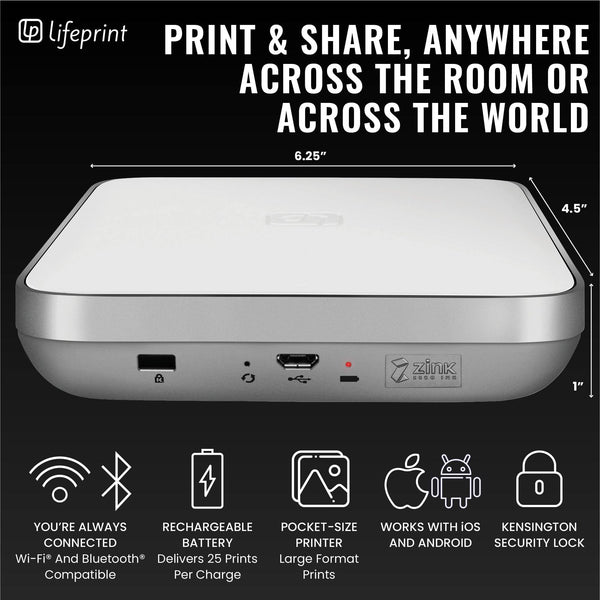 Lifeprint 3x4.5 Hyperphoto Printer for iPhone & Android - WHITE - Lifeprint Photos